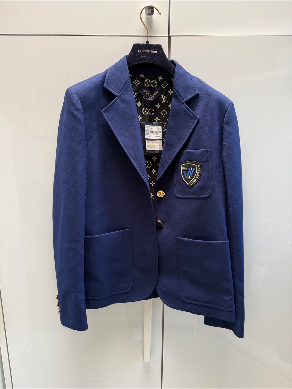 Louis Vuitton Royal Blue Blazer with Crest Patch. Authentic